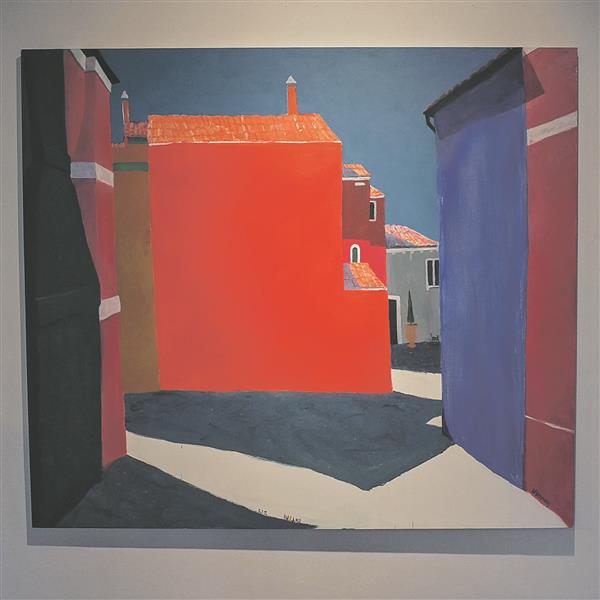 Läti kunstiakadeemia rektori Aleksejs Naumovsi maal „Burano“ imeb vaataja pilgu endasse nagu steroididel Karl Pärsimäe soemüür. 