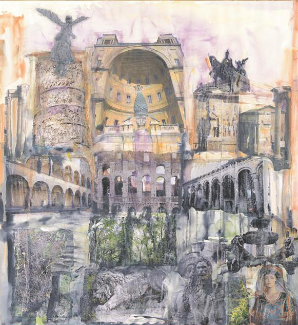 Mari Roosvalt. Kihistus. 2014, akvarell, kollaaž.