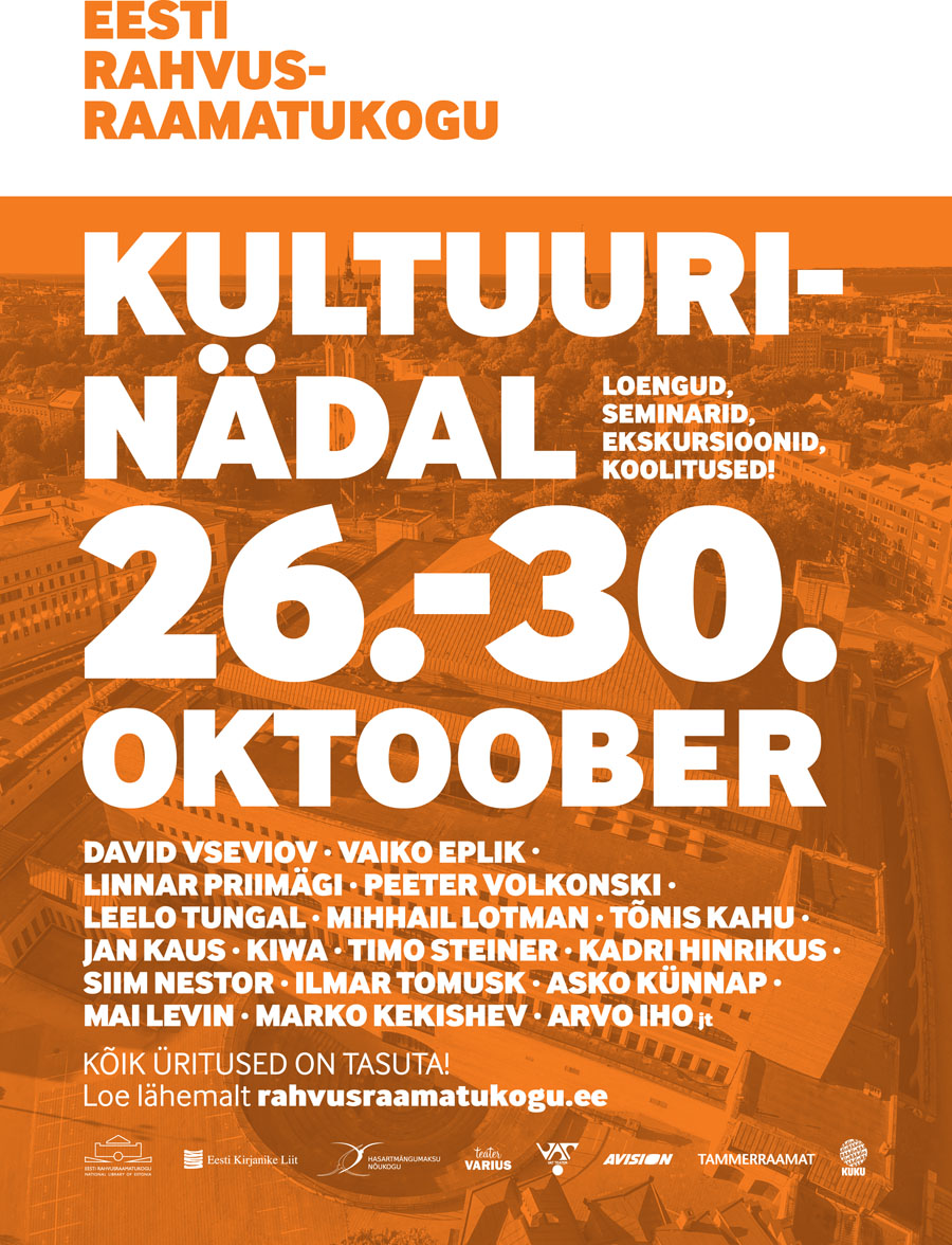 Rahvusraamatukogu Kultuurinädal pakub üle 30 tasuta ürituse