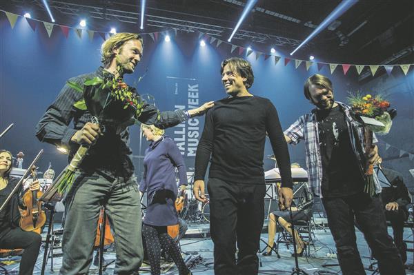 Gabriel Prokofiev, Kristjan Järvi ja DJ Switch pärast TMW õnnestunud avakontserti.