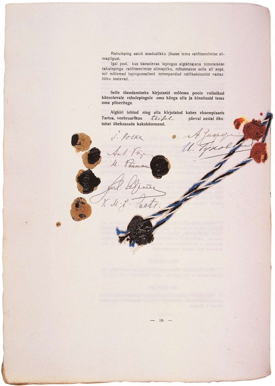 Vabadussõja lõpetanud leping on Tartus näitusel