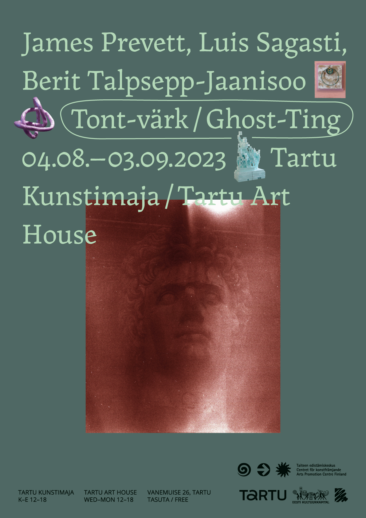 James Prevett, Berit Talpsepp-Jaanisoo ja Luis Sagasti Tartu Kunstimajas