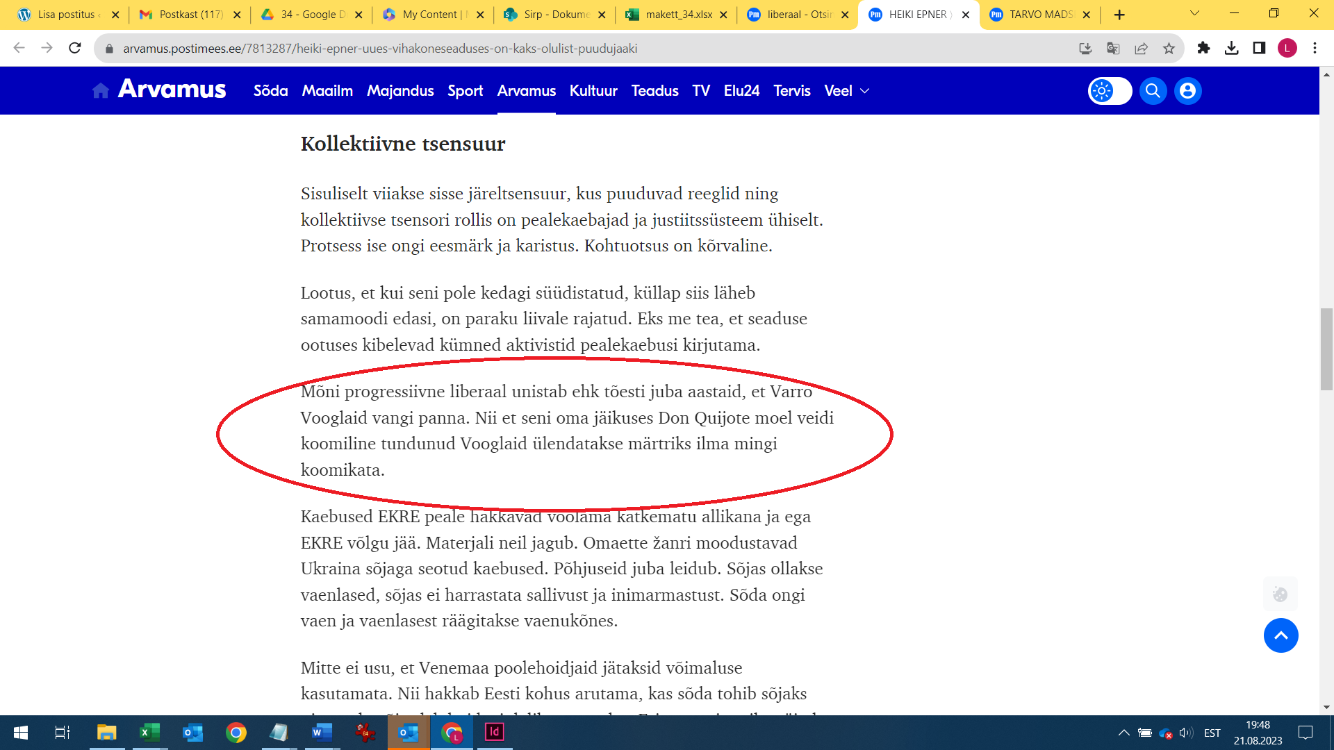 Liberalismi-konservatiivsuse vastandus arvamusajakirjanduse sisus