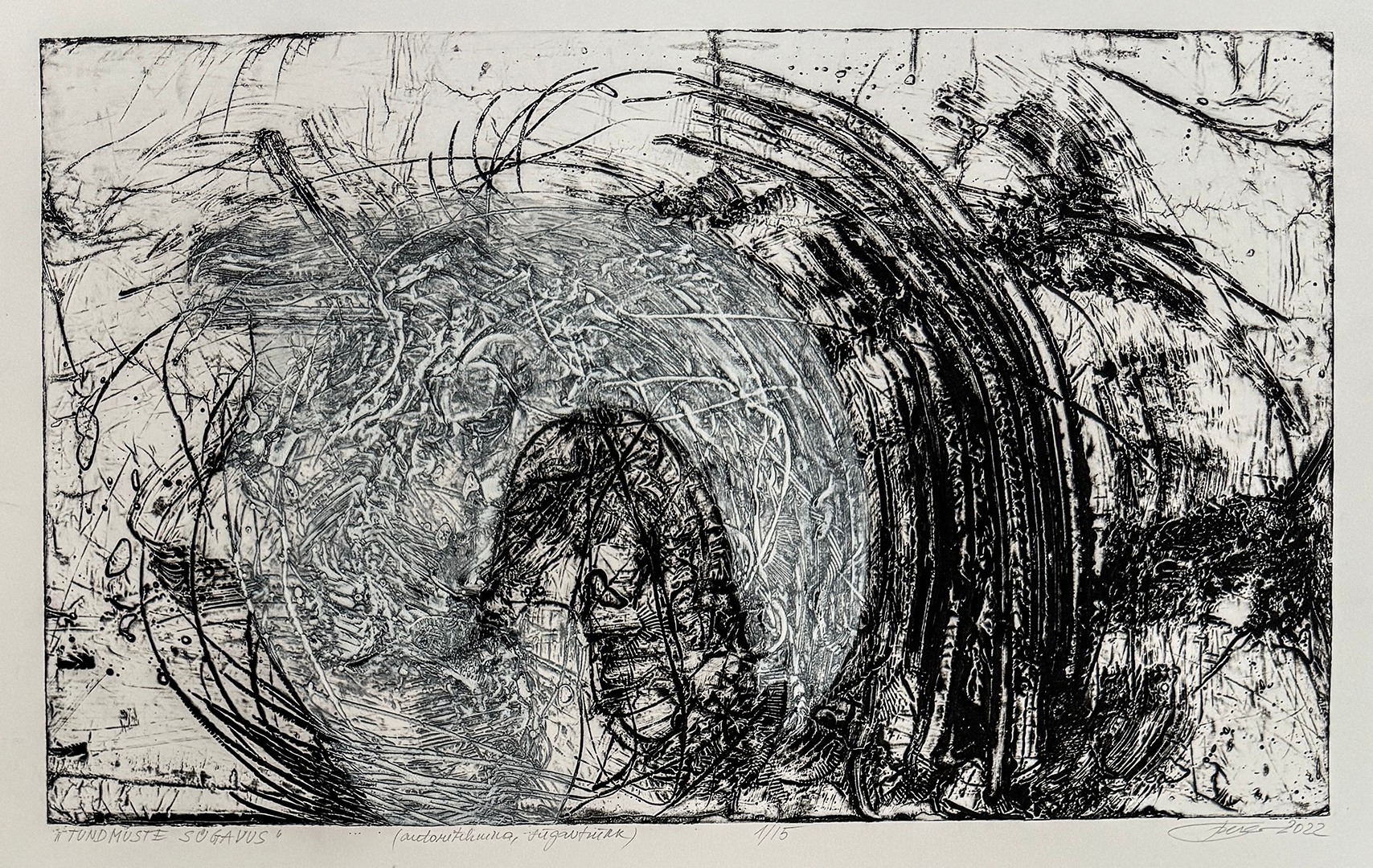 Kunstiakna näituseaknal on Feliks Sarve graafika “Teelahkmed”