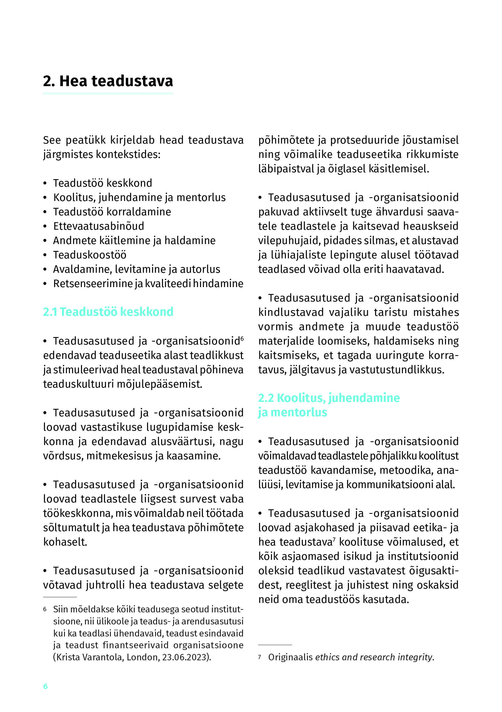 Arenev Euroopa teaduse eetikakoodeks