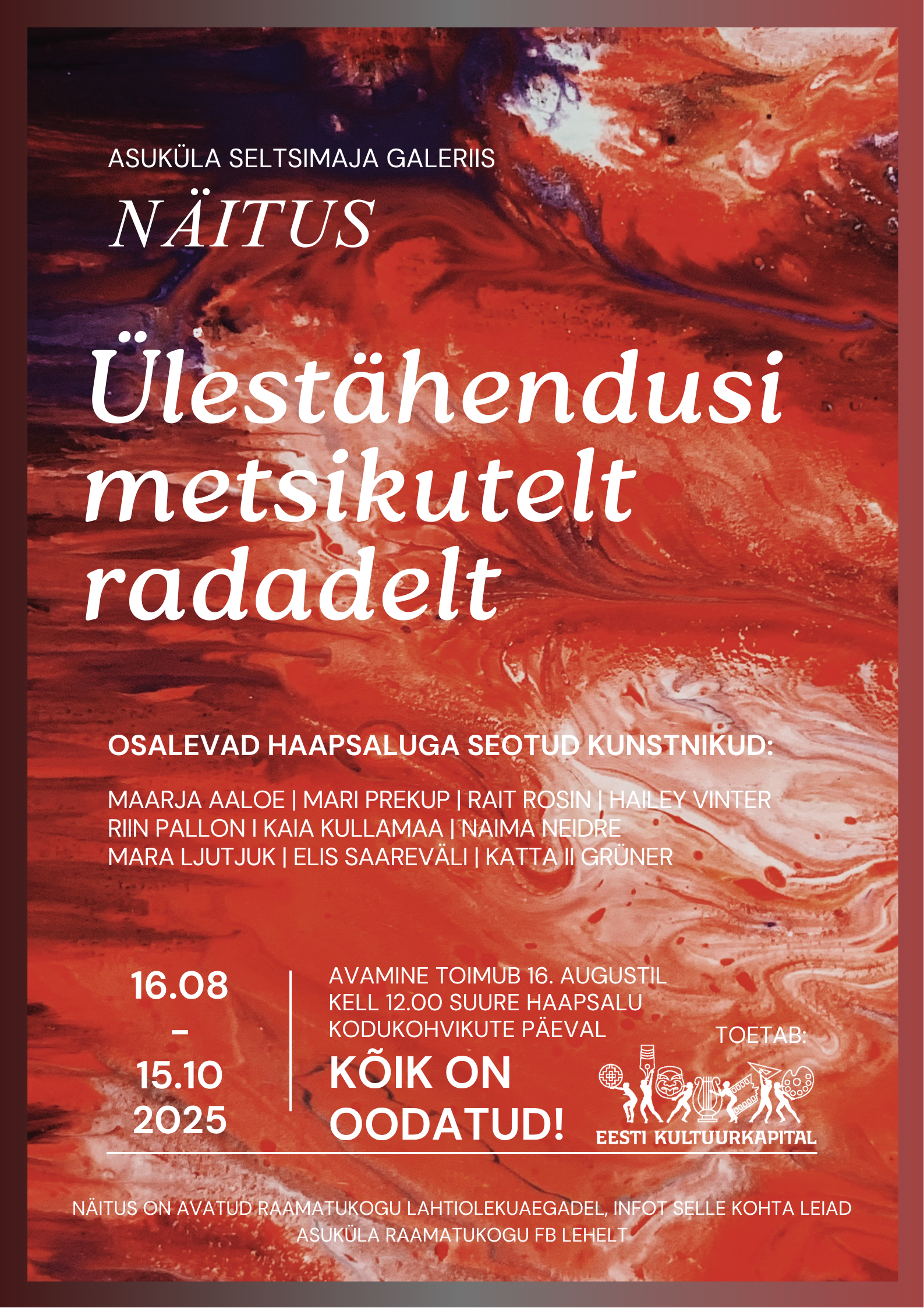 Näitus „Ülestähendusi metsikutelt radadelt“ Asuküla seltsimaja galeriis